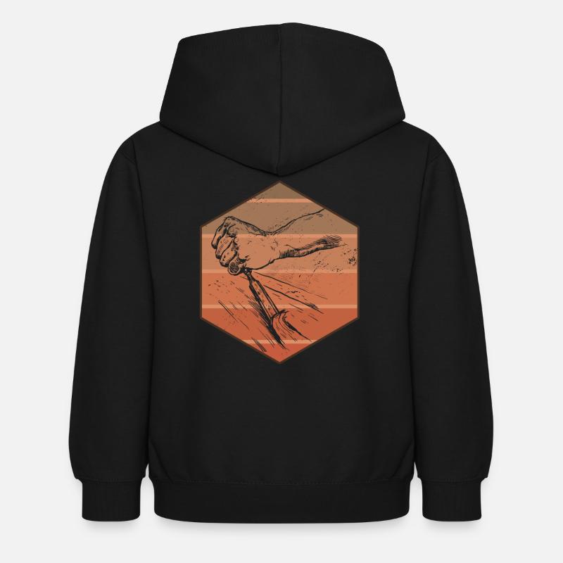 Sculpture sur bois - Sweat à capuche Enfant - noir