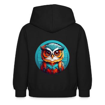 kleine süsse Eule im Farbkreis Eulendesign - Kinder Hoodie - Schwarz - Hinten - AI Model Kid Female (0cm)