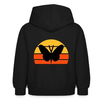 Schmetterling vor einer Halbsonne - Kinder Hoodie - Schwarz - Hinten - AI Model Kid Female (0cm)