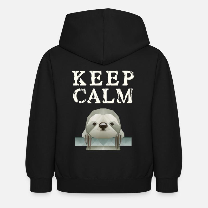 Keep Calm Sloth - Kids Hoodie - black