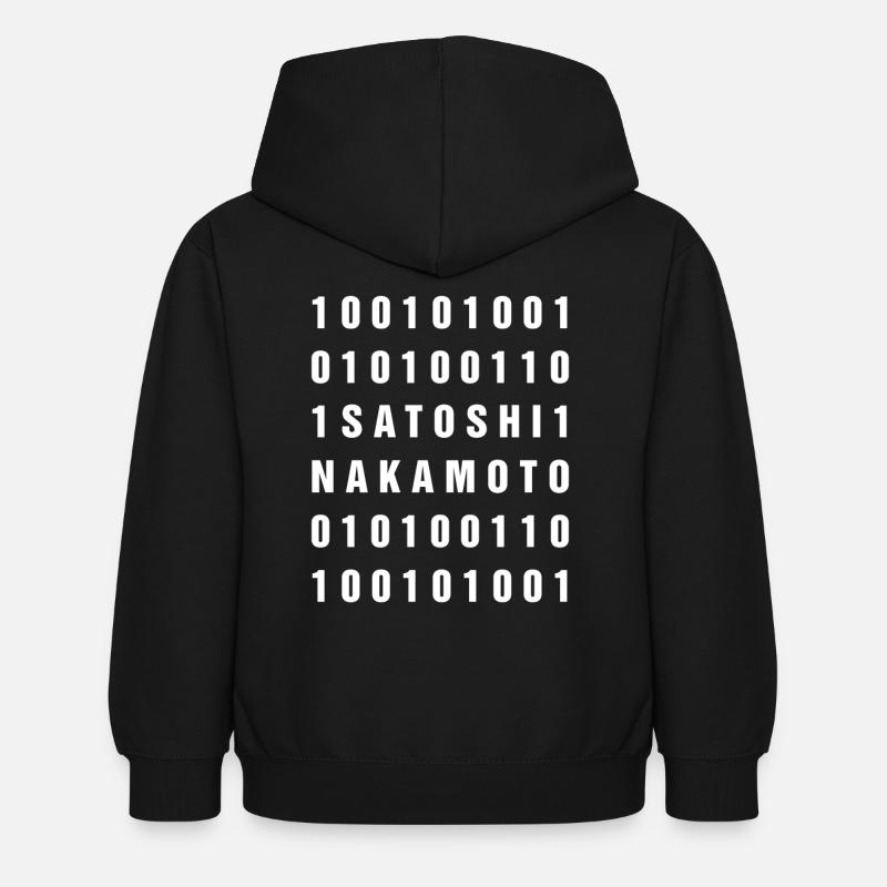 Binary 100101001 Satoshi Nakamoto Bitcoin - Kids Hoodie - black