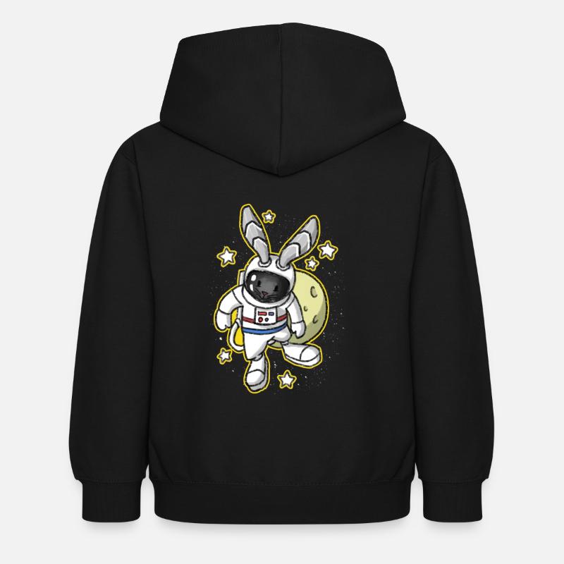 Bunny Easter Space Astronaut Gift - Kids Hoodie - black