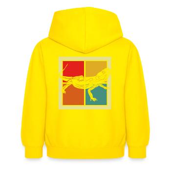 Hagedis - Kinderhoodie - geel - Achter - AI Model Kid Female (0cm)