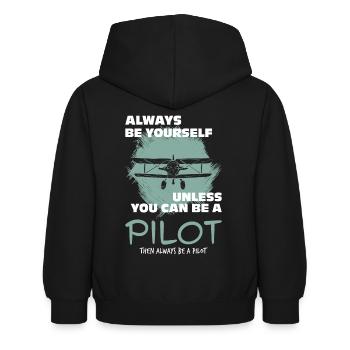 Pilot - Kids Hoodie - black - Back - AI Model Kid Female (0cm)