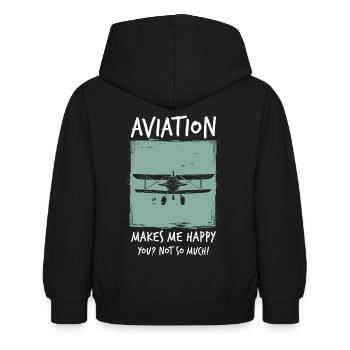 Flugzeug - Kinder Hoodie - Schwarz - Hinten - AI Model Kid Female (0cm)