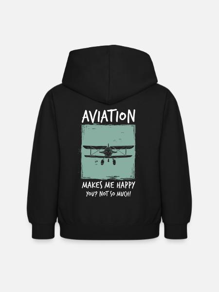 Flugzeug - Kinder Hoodie - Schwarz