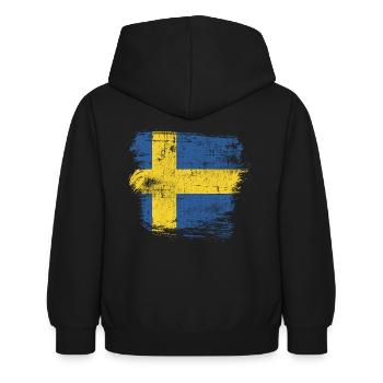 Schweden - Kinder Hoodie - Schwarz - Hinten - AI Model Kid Female (0cm)