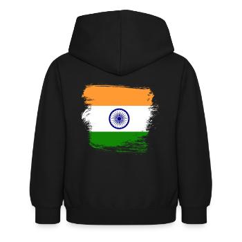 Indische Flagge Indien - Kinder Hoodie - Schwarz - Hinten - AI Model Kid Female (0cm)