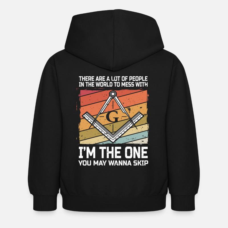 Masonic Masonic Bricklayer Illuminati Symbol Circle Angle - Kids Hoodie - black