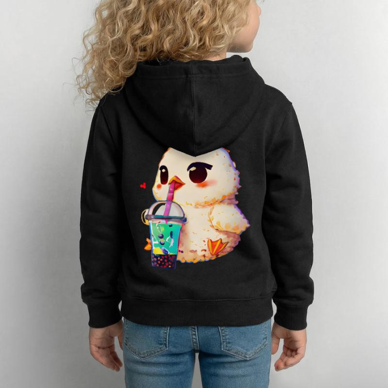 Cute chicken with soft drink Kids Hoodie