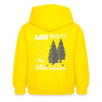 Stress Abbauen - Kinder Hoodie - Gelb - Hinten - AI Model Kid Female (0cm)