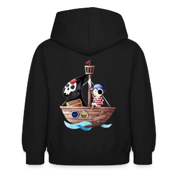 Kleiner Pirat mit seinem Schiff - Kinder Hoodie - Schwarz - Hinten - AI Model Kid Female (0cm)