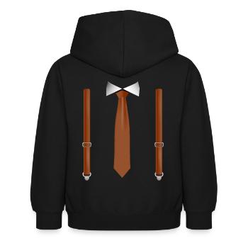 Drôle de cravate marron avec bretelles noires Perfect - Sweat à capuche Enfant - noir - Dos - AI Model Kid Female (0cm)