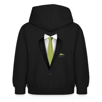 Smoking avec une cravate vert olive pour les mariages et - Sweat à capuche Enfant - noir - Dos - AI Model Kid Female (0cm)