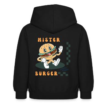 T-Shirt Mister Burger Retro-Logo - Kinder Hoodie - Schwarz - Hinten - AI Model Kid Female (0cm)