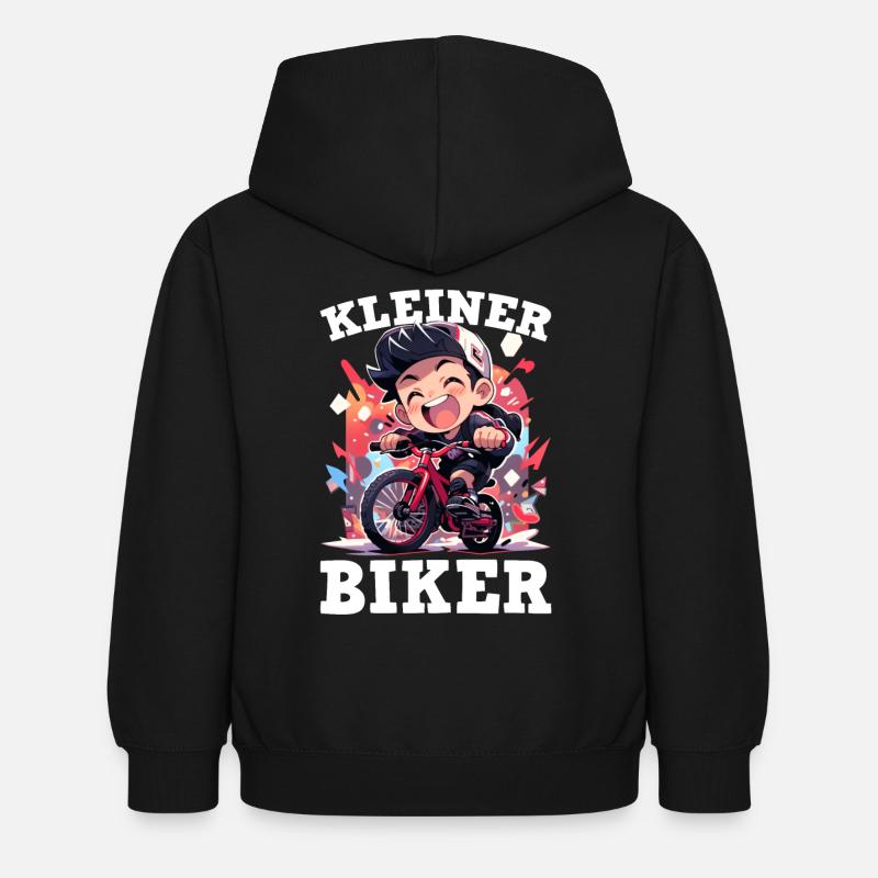 Biker Junge - Kinder Hoodie - Schwarz