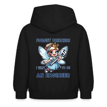 Oubliez la fée et la princesse - Je suis ingénieur - Sweat à capuche Enfant - noir - Dos - AI Model Kid Female (0cm)