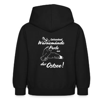 Warnemünde Ostseebad und Perle an der Ostsee - Kinder Hoodie - Schwarz - Hinten - AI Model Kid Female (0cm)
