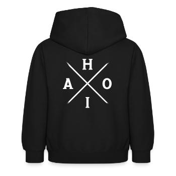 Ahoi - Kinder Hoodie - Schwarz - Hinten - AI Model Kid Female (0cm)