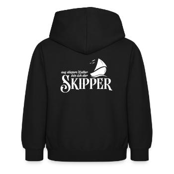 Auf dem Segelboot bin ich der Skipper - Kinder Hoodie - Schwarz - Hinten - AI Model Kid Female (0cm)