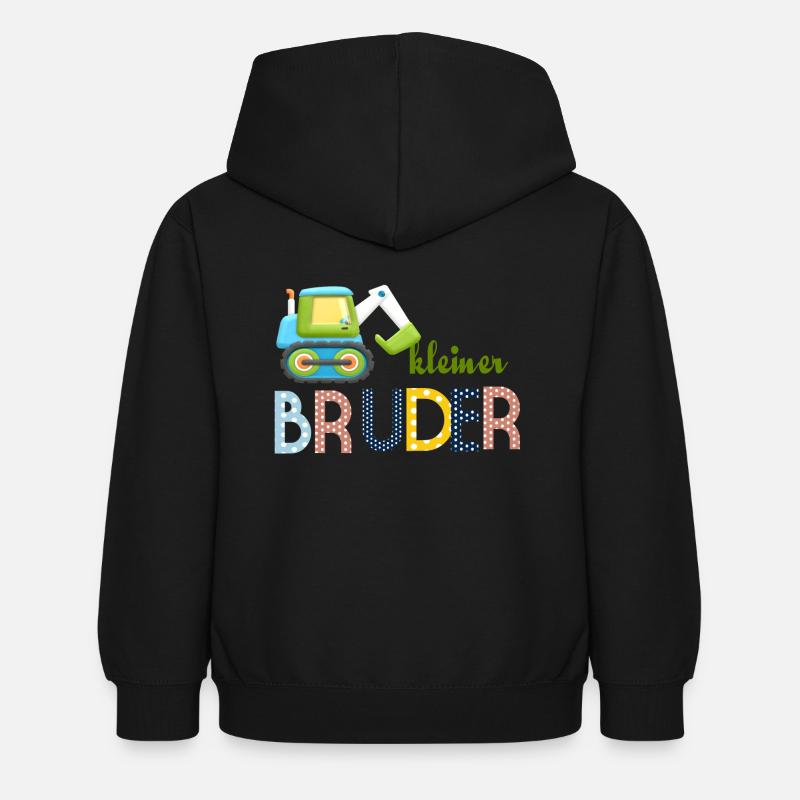 kleiner Bruder Traktor - Kinder Hoodie - Schwarz