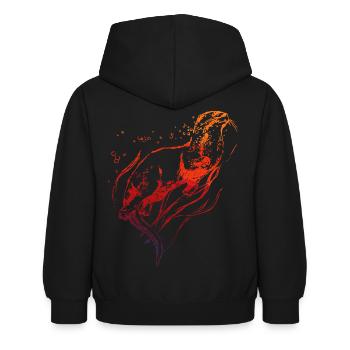 Otter - Kinder Hoodie - Schwarz - Hinten - AI Model Kid Female (0cm)