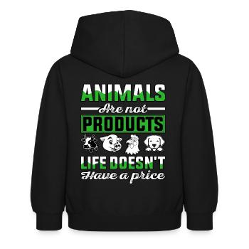 Les animaux ne sont pas des produits La vie n’a pas de prix - Sweat à capuche Enfant - noir - Dos - AI Model Kid Female (0cm)
