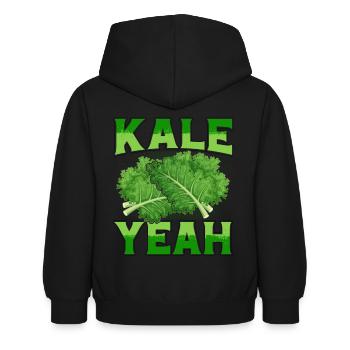 Kale oui Kale Vegan - Sweat à capuche Enfant - noir - Dos - AI Model Kid Female (0cm)