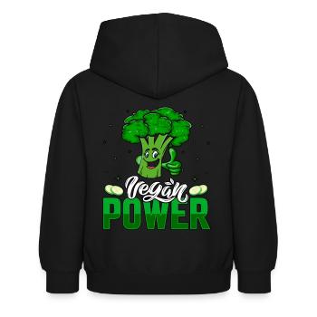 Puissance végétalienne - Sweat à capuche Enfant - noir - Dos - AI Model Kid Female (0cm)