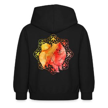 Pomeranian Zwergspitz - Kinder Hoodie - Schwarz - Hinten - AI Model Kid Female (0cm)