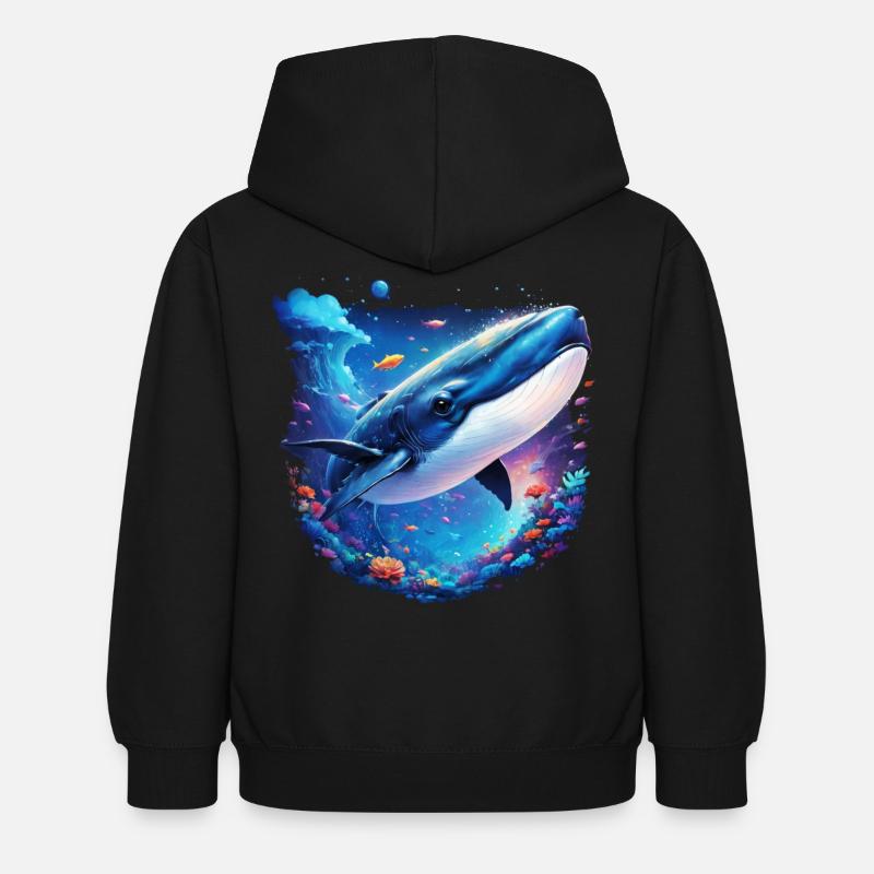 Baleine bleue - Sweat à capuche Enfant - noir