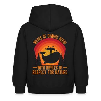 Waves of Change begin with ripples of respect for - Kids Hoodie - black - Back - AI Model Kid Female (0cm)