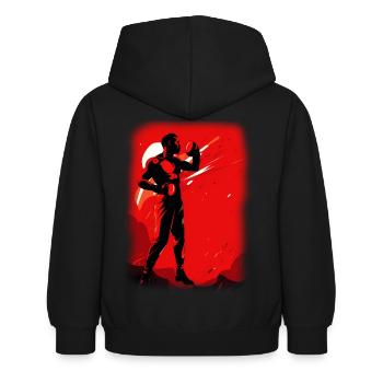 Boxen - Kinder Hoodie - Schwarz - Hinten - AI Model Kid Female (0cm)