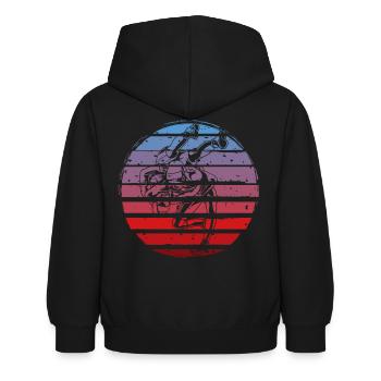 Ringen - Kinder Hoodie - Schwarz - Hinten - AI Model Kid Female (0cm)