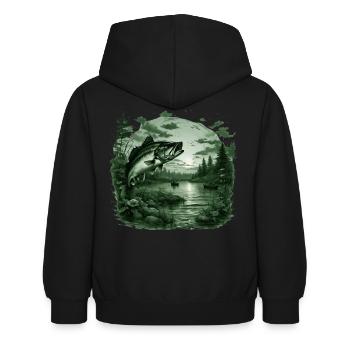 Poisson bar - Sweat à capuche Enfant - noir - Dos - AI Model Kid Female (0cm)