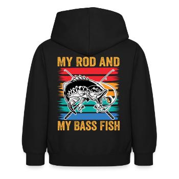 Meine Rute und mein Barschfisch - Kinder Hoodie - Schwarz - Hinten - AI Model Kid Female (0cm)