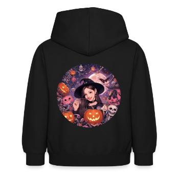 Design de style KPOP d’Halloween pour les fans de k-pop effrayants - Sweat à capuche Enfant - noir - Dos - AI Model Kid Female (0cm)