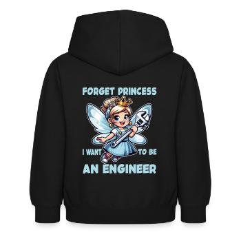 Vergiss Fee und Prinzessin - ich bin Ingenieur - Kinder Hoodie - Schwarz - Hinten - AI Model Kid Female (0cm)