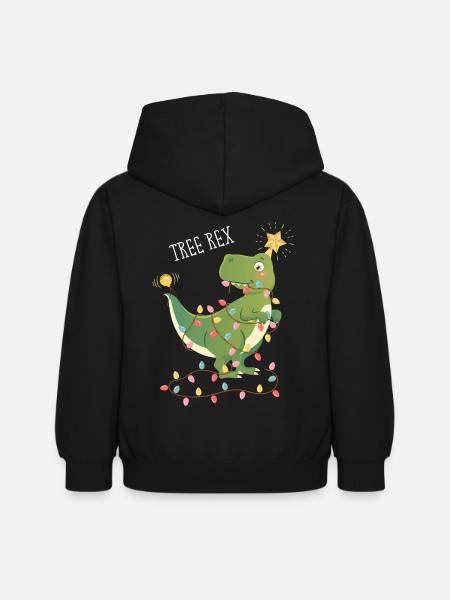 Tree Rex Dinosaurier Weihnachten Weihnachtsbaum - Kinder Hoodie - Schwarz