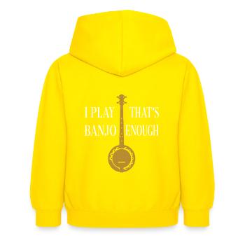 Je joue du banjo ça suffit - Banjo silhouette - Sweat à capuche Enfant - jaune - Dos - AI Model Kid Female (0cm)