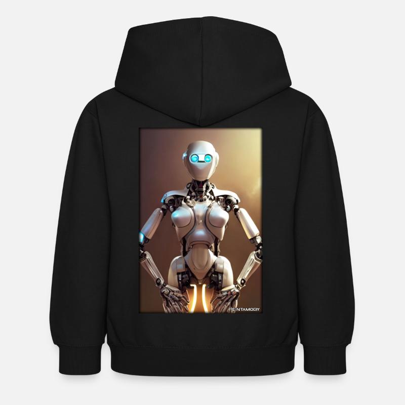 Robot Future Science Sci-Fi Machine - Kids Hoodie - black