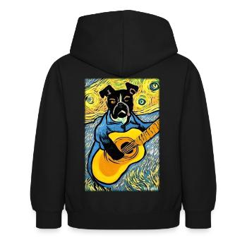 Chien Guitare Animal de compagnie Musicien Chien Ami - Sweat à capuche Enfant - noir - Dos - AI Model Kid Female (0cm)