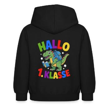 Hallo 1. Klasse - Einschulung - Kinder Hoodie - Schwarz - Hinten - AI Model Kid Female (0cm)