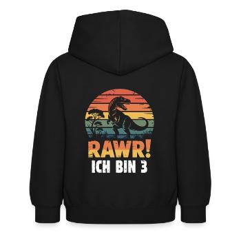 Rawr Trex Dino 3ème anniversaire - Sweat à capuche Enfant - noir - Dos - AI Model Kid Female (0cm)