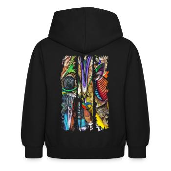 Graffiti - Kinder Hoodie - Schwarz - Hinten - AI Model Kid Female (0cm)