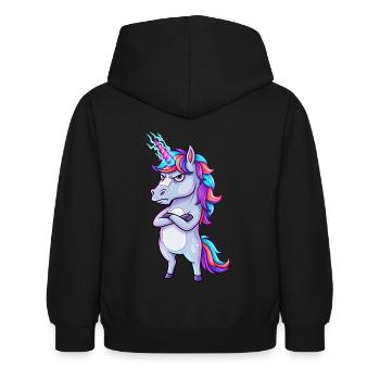 Genervtes Einhorn: Glitzer & Zorn! - Kinder Hoodie - Schwarz - Hinten - AI Model Kid Female (0cm)