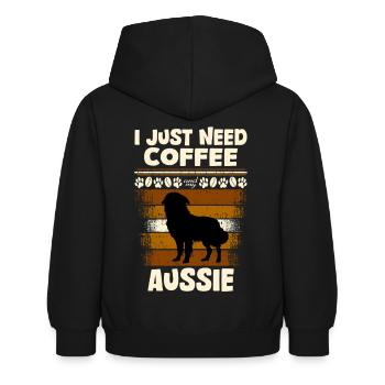 Café Aussie Sheperd - Sweat à capuche Enfant - noir - Dos - AI Model Kid Female (0cm)