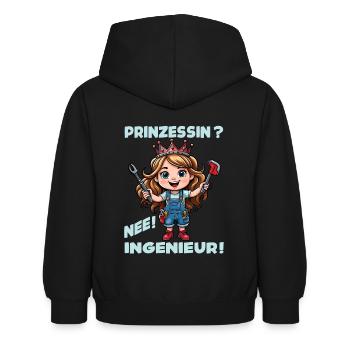 Prinzessin wird Ingenieurin Mechanikerin - Kinder Hoodie - Schwarz - Hinten - AI Model Kid Female (0cm)