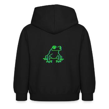 Frog frog green blue - Kids Hoodie - black - Back - AI Model Kid Female (0cm)