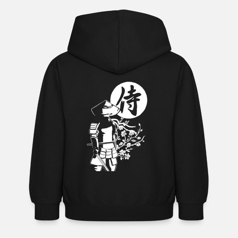 White Samurai - Kids Hoodie - black